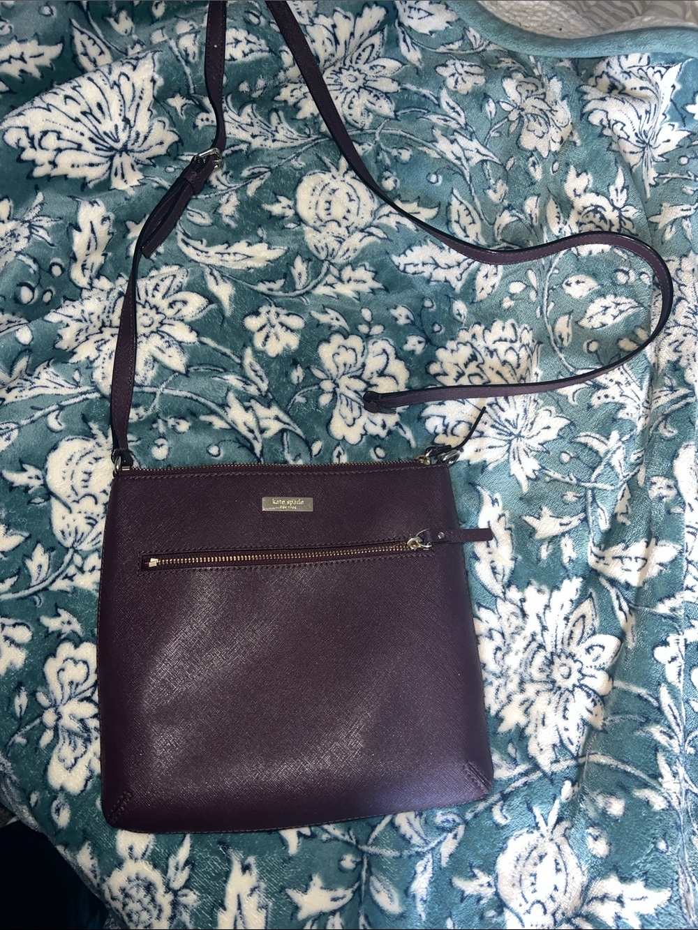 kate spade Plum Leather Crossbody with Gold Accents